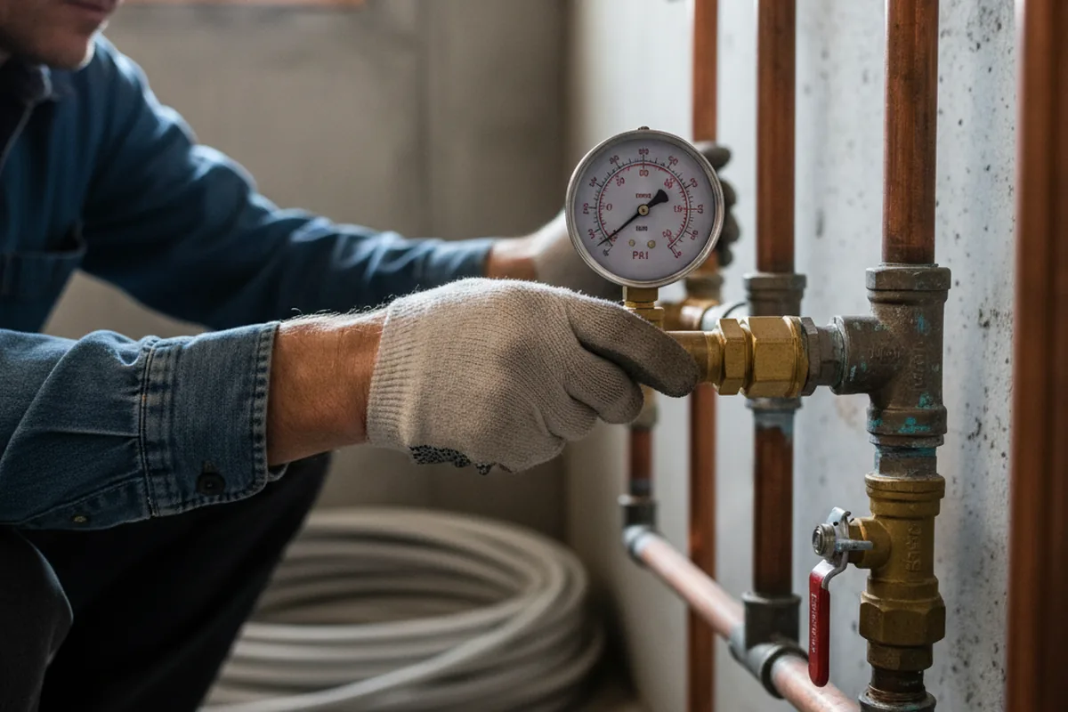 Pressure testing a repaired line during Water Line Repair in Scammon